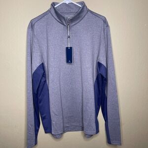 Holderness & Bourne Brady 1/4 Zip Sweater Mens Large Golf Grey Navy Pullover New